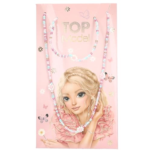 Depesche 13547 TOPModel Summer Feeling - Schmuck Set mit Kette und elastischem Armband, beide verziert mit kleinen bunten Perlen und Blumen von Depesche