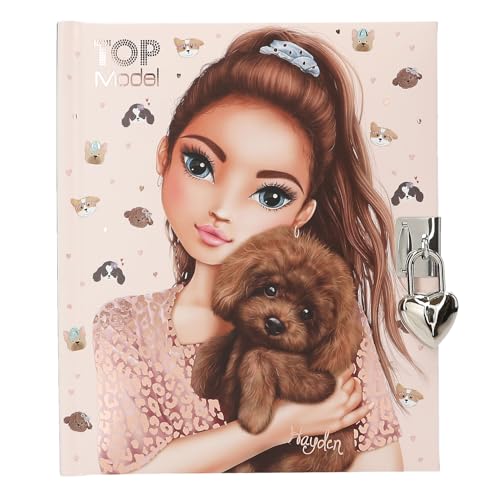 Depesche 13570 TOPModel Kitty and Doggy - Tagebuch mit Herz-Schloss und Schlüssel, Buch in Rosa, mit Model Motiv, Hunde Muster und 192 linierten Seiten von Depesche