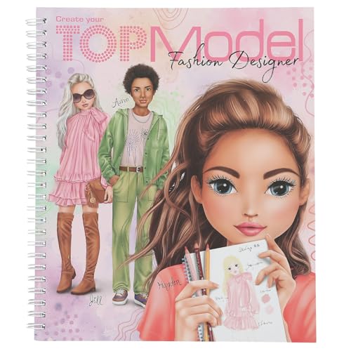 Depesche 13582 Create Your TOPModel - Malbuch mit 40 vorgedruckten Seiten zum Gestalten von Outfits, Malheft zum Designen und Verzieren schöner Looks von Depesche