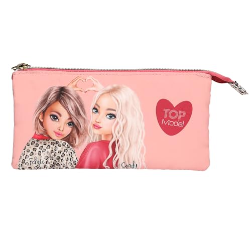 Depesche 13642 TOPModel Leoheart - Schlampertasche in Rosa und Rot, mit Model Motiv und Leo-Muster, Federtasche mit 3 Fächern Depesche 13642 TOPModel Leoheart - Schlampertasche in Rosa und Rot, mit Model Motiv und Leo-Muster, Federtasche mit 3 Fächern von Depesche