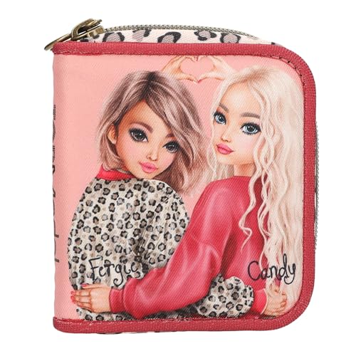 Depesche 13646 TOPModel Leoheart - Portemonnaie in Rosa und Rot, mit Model Motiv und Leo-Muster, Geldbörse mit Druckknopf-Verschluss von Depesche