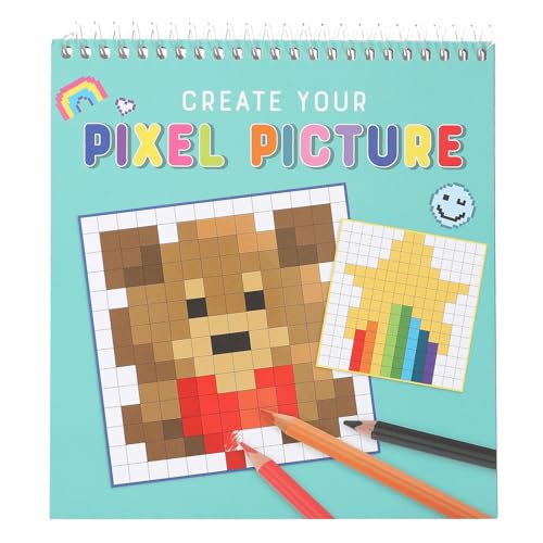 Depesche 13872 Create Your Pixel Picture - Malbuch mit 24 Seiten zum Nachmalen von Pixel-Motiven, zum Ausmalen einzelner Quadrate, mit Ringbindung von Depesche