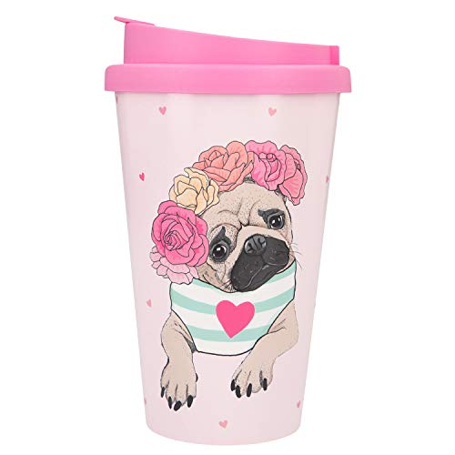 Depesche 2180.027 To-Go Becher aus Kunststoff mit Motiv, 350 ml, wiederverwendbar, Mops Depesche 2180.027 To-Go Becher aus Kunststoff mit Motiv, 350 ml, wiederverwendbar, Mops von Depesche