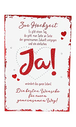 Depesche 3003.048 Glückwunsch-Karte zur Hochzeit, elegante Hochzeitskarte mit passendem Spruch, ohne Innentext, inkl. Umschlag, 17,5 x 12,5 cm von Depesche