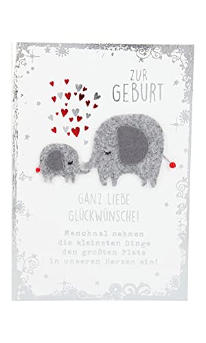 Depesche 3003.050 Glückwunsch-Karte zur Geburt, elegante Grußkarte mit passendem Spruch, ohne Innentext, inkl. Umschlag, 17,5 x 12,5 cm von Depesche