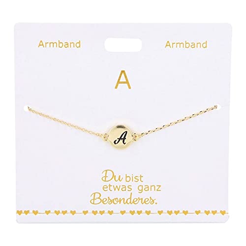 Depesche 4715-022 Armband für Damen mit dem Buchstaben A als Anhänger, vergoldet, variabel in der Länge tragbar (15 - 20 cm), ideal als Geschenk für die Partnerin, (beste) Freundin, Ehefrau von Depesche