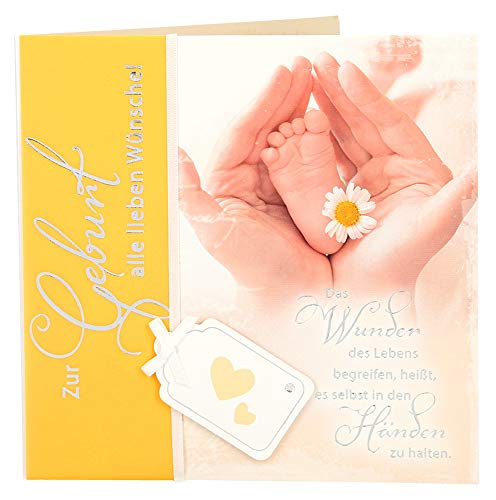 Depesche 4907.050 Emotions Glückwunsch-Karte zur Geburt, elegante Grußkarte mit passendem Spruch und Innentext, inkl. Umschlag, 17 x 16,5 cm von Depesche