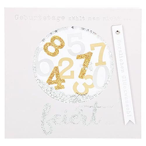 Depesche 8211.032 Glamour Glückwunsch-Karte zum Geburtstag (neutral), hochwertige Geburtstagskarte mit glitzernden Elementen, ohne Innentext, inkl. Umschlag, 15,5 x 15,5 cm von Depesche