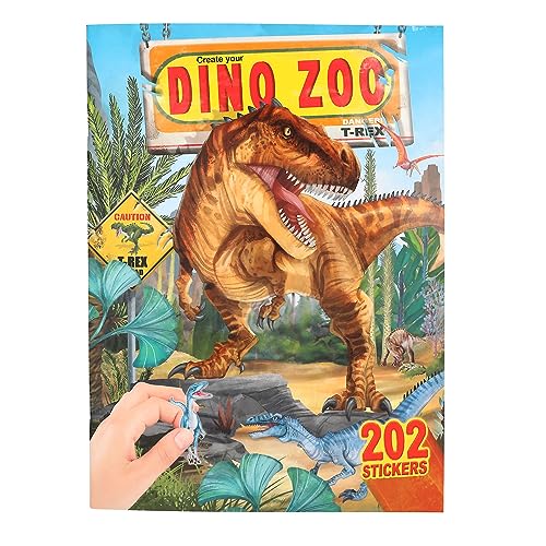 Depesche 12752 Sticker-Album "Create your Dino Zoo", Sticker-Heft mit coolen Dinosaurier Motiven und 191 Aufklebern, ca. 22 x 30 x 0,5 cm, Small von Depesche