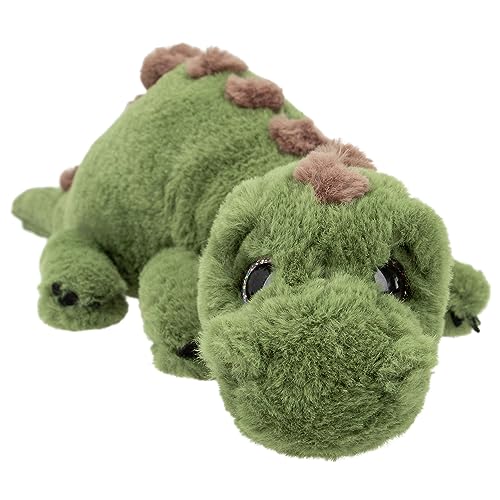 Depesche 12653 Dino World - Kuscheltier Dinosaurier mit grünem Fell und Glitzeraugen, ca. 50 cm großer Plüschdino, grün, Apfelgrün von Depesche