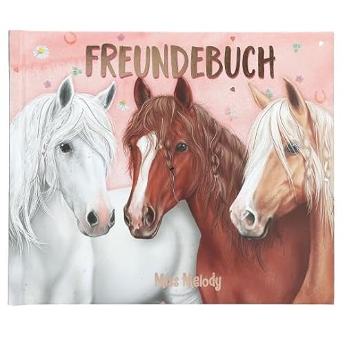 Depesche Miss Melody Freundebuch mit Pferdemotiven, 108 Seiten, Aquarell-Design in Apricot von Depesche