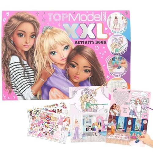 Depesche TOPModel XXL Activity Malbuch für Mädchen, Kreativbuch mit Stickern und Ausmalvorlagen von Depesche