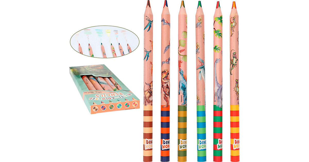 Dino World Buntstifte Multicolor Regenbogen, 6 Stück mehrfarbig Dino World Buntstifte Multicolor Regenbogen, 6 Stück mehrfarbig von Depesche