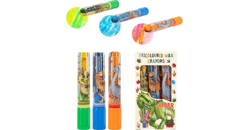Dino World Wachsmalstifte Tricolor, 3 Stück mehrfarbig Modell 1 von Depesche
