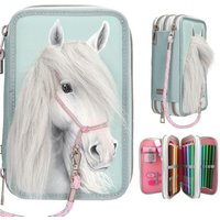 Miss Melody 3 Fach Federtasche mit Pferdekopf Applikation von Depesche