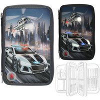 Monster Cars 3 Fach Federtasche LED Polizeiauto von Depesche