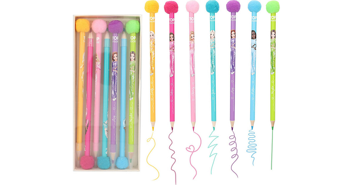 TOPModel Pompom Buntstifte, 7 Farben mehrfarbig TOPModel Pompom Buntstifte, 7 Farben mehrfarbig von Depesche