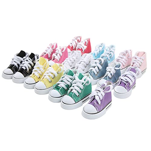 Depisuta 1/3 Puppen-Leinwandschuhe, 10 Paar 7,6 cm Lang, Verschidene Farben, rutschfeste Puppen-Plimsolls, Schnür-Design, rutschfeste Turnschuhe, Geschenkkenset-Fürs von Depisuta