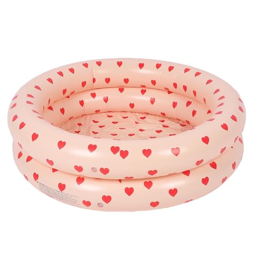 Depisuta Aufblasbarer Schwimmbad, 87x26 cm Runde Blow -up -Pool PVC Verdickte Nflatable Schwimmkinderpool für Sommerwasserparty, Kinder, Outdoor, Garten Garten (rotes Herz) von Depisuta