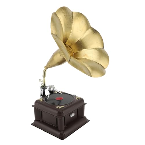 Depisuta Gramophondekor, Vintage Record Player Phonographenmodell mit Eisenkonstruktion für die Dekoration in der Heimatraum (Bronze) von Depisuta