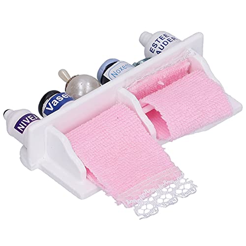 Depisuta Miniaturholzhandtuchregal Rosa Flaschen Dekoration für 1/12 Skala Puppenhaus Sammlerhandwerk von Depisuta
