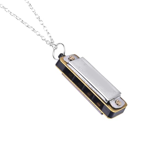 Depisuta Mundharmonica Halskette Mini Halskette mit Einem Sehr Guten Geräusch, Ideal für Kinder und Erwachsene, Schwarz (Silver) von Depisuta