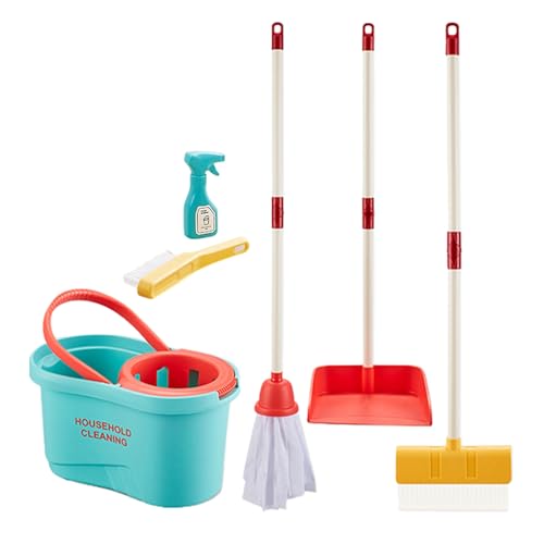 Kinderreinigungsset, 6 in 1 Vorgetäuschtes Spiel Set Kinder Reinigung Spielzeugset mit Besen Pinsel Staubwanne und Sprühflasche, Educational Kids Toy für jun gen Mädchen 3-6 (6PCS) von Depisuta