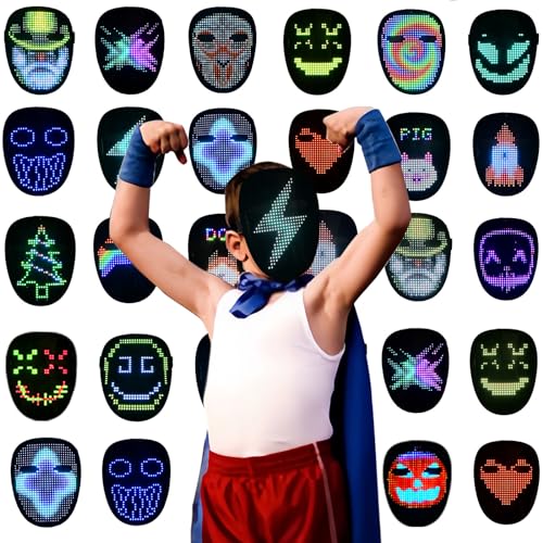 Depointer Life Kinder-LED-Maske mit Gestenerkennung, LED-beleuchtete Gesichtsmaske für Kostüm, Cosplay, Party, Maskerade, Alter 5–10 von Depointer Life