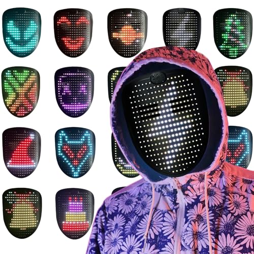 Depointer Life LED-Maske mit Musik und Gestenerkennung, LED-beleuchtete Gesichtstransformationsmaske für Kostüm, Cosplay, Party, Maskerade von Depointer Life
