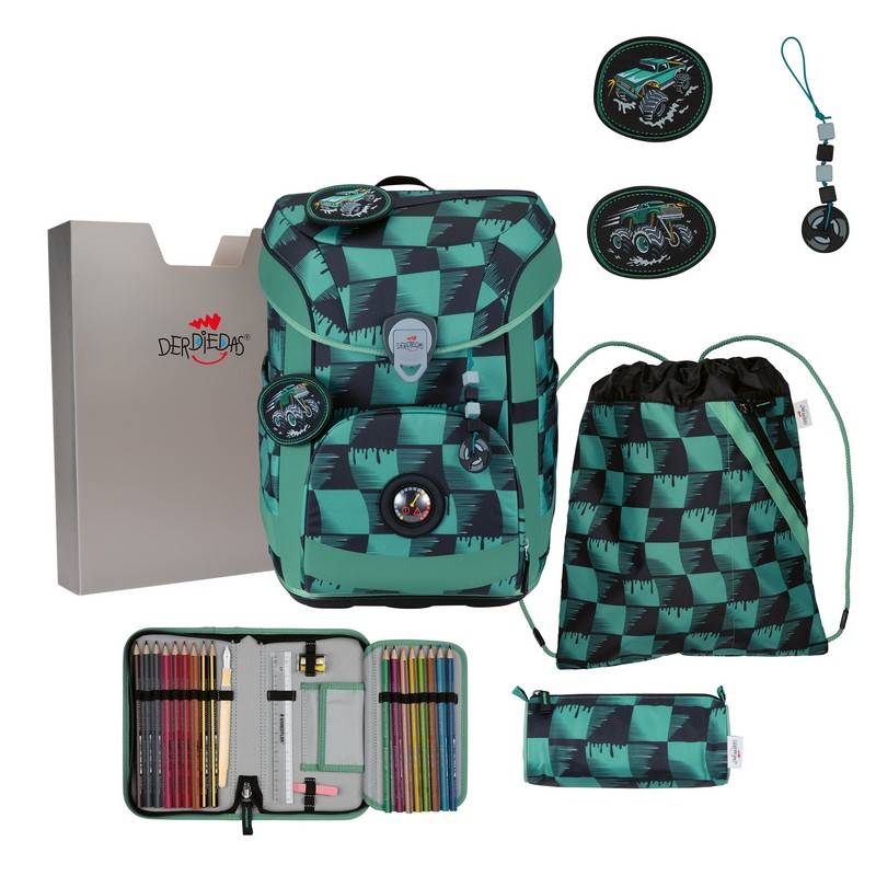 DerDieDas Schulranzen Set ErgoFlex Easy Exklusiv Superflash Super Truck 5-tlg. von DerDieDas