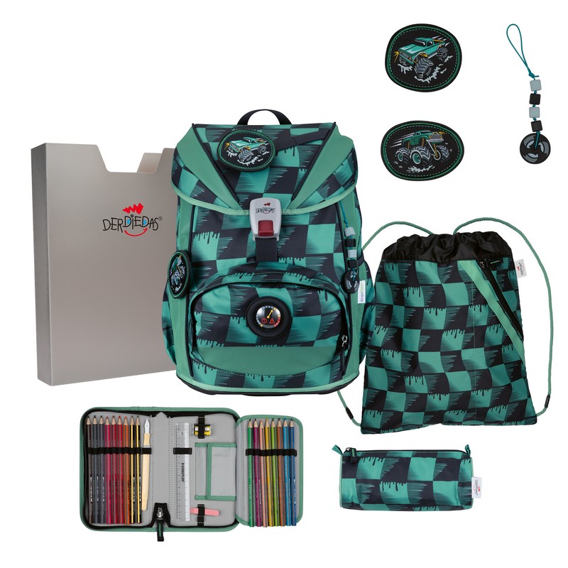 DerDieDas Schulranzen Set ErgoFlex Light Exklusiv Superflash Super Truck 5-tlg. von DerDieDas