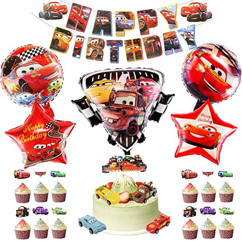 Luftballons Set, 23 PCS Kindergeburtstag Party Dekoration, Geburtstag Luftballons, Cupcake Toppers, Happy Birthday Banner für Kinder Geburtstag Party Dekoration von Dereine