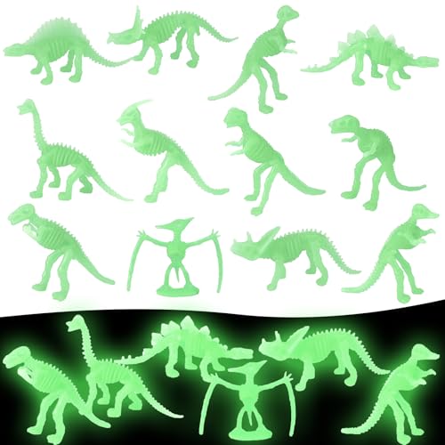 Dereine Dinosaurier Spielzeug Set, 12 Stück Dinosaurier Figuren Kinder, Mini Dinosaurier Figuren, Dinosaurier Skelett, Kleine Dinosaurier Figuren, Leuchten Dinosaurier Spielzeug für Jungen Mädchen Dereine Dinosaurier Spielzeug Set, 12 Stück Dinosaurier Figuren Kinder, Mini Dinosaurier Figuren, Dinosaurier Skelett, Kleine Dinosaurier Figuren, Leuchten Dinosaurier Spielzeug für Jungen Mädchen von Dereine