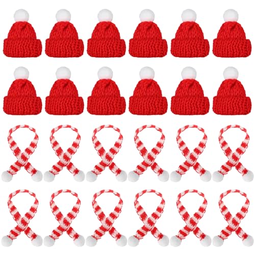 Dereine Mini Weihnachtsmütze, Nikolausmütze Klein, Mini Weihnachtsmütze und Schal Set, 24 Stück Mini-Strickmütze des Weihnachten für Weihnachten Weinflasche Abdeckung, Puppenhaus, Weihnachtsfeiern Dereine Mini Weihnachtsmütze, Nikolausmütze Klein, Mini Weihnachtsmütze und Schal Set, 24 Stück Mini-Strickmütze des Weihnachten für Weihnachten Weinflasche Abdeckung, Puppenhaus, Weihnachtsfeiern von Dereine