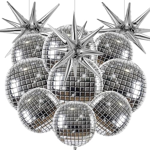 Disco Folienballons, 12 Stück Mehrfarbige Disco Folienballons, Spiegel Disco Luftballons, Deko Disco Party Ballons, Disco Party Dekorationen, 70er 80er Jahre Retro Party Deko Disco Folienballons, 12 Stück Mehrfarbige Disco Folienballons, Spiegel Disco Luftballons, Deko Disco Party Ballons, Disco Party Dekorationen, 70er 80er Jahre Retro Party Deko von Dereine