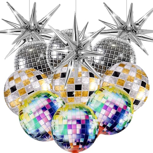 Mehrfarbige Disco Folienballons, 12 Stück - Spiegel Luftballons für Party Dekoration - 70er 80er Jahre Retro Deko Mehrfarbige Disco Folienballons, 12 Stück - Spiegel Luftballons für Party Dekoration - 70er 80er Jahre Retro Deko von Dereine