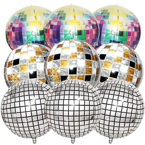 Disco Folienballons, 9 Stück Mehrfarbige Disco Folienballons, Spiegel Disco Luftballons, Deko Disco Party Ballons, Disco Party Dekorationen, 70er 80er Jahre Retro Party Deko Disco Folienballons, 9 Stück Mehrfarbige Disco Folienballons, Spiegel Disco Luftballons, Deko Disco Party Ballons, Disco Party Dekorationen, 70er 80er Jahre Retro Party Deko von Dereine