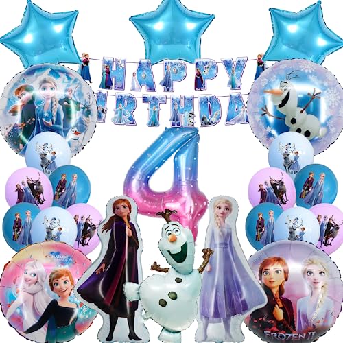 Geburtstagsdeko 4 Jahre Mädchen, Luftballons Geburtstag Set Geburtstagsparty deko 4 Jahre Folienballon Happy Birthday Deko für Kindergeburtstag Mädchen von Dereine