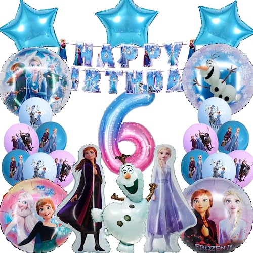 Prinzessin Geburtstagsdeko 6 Jahre Mädchen, Prinzessin Luftballons Geburtstag Set Prinzessin Geburtstagsparty deko 6 Jahre Prinzessin Folienballon Happy Birthday Deko für Kindergeburtstag Mädchen von Dereine
