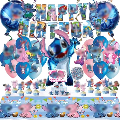 Geburtstagsballons Deko, Party Dekoration Ballons, Folienballon Geburtstag, Cartoon Cake Topper, Happy Birthday Banner, Tischdecke, Cartoon Party Luftballon für Geburtstagsfeier von Dereine