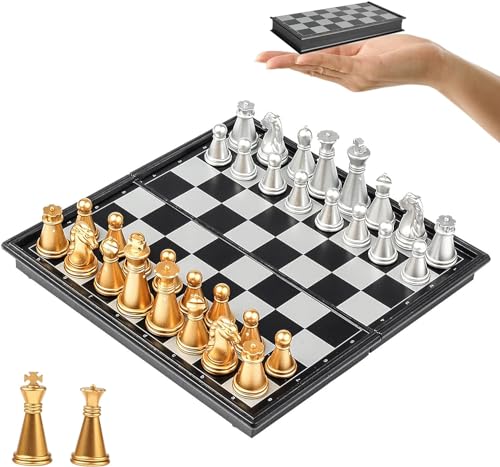 Schachspiel Magnetisch, Schachbrett Einklappbar, Reiseschach Klein, Schachspiel Kinder und Erwachsene, Schwarz und Weiß 13 × 13 cm, Mini Schach für Familie Party, Reisen Schachspiel Magnetisch, Schachbrett Einklappbar, Reiseschach Klein, Schachspiel Kinder und Erwachsene, Schwarz und Weiß 13 × 13 cm, Mini Schach für Familie Party, Reisen von Dereine