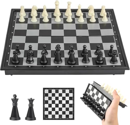 Schachspiel Magnetisch, Schachbrett Einklappbar, Reiseschach Klein, Schachspiel Kinder und Erwachsene, Schwarz und Weiß 20 × 20 cm, Mini Schach für Familie Party, Reisen Schachspiel Magnetisch, Schachbrett Einklappbar, Reiseschach Klein, Schachspiel Kinder und Erwachsene, Schwarz und Weiß 20 × 20 cm, Mini Schach für Familie Party, Reisen von Dereine