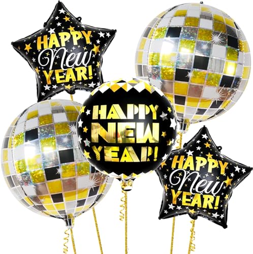 Silvester Deko 2024 Luftballon Set, 5 Stück Silvester Dekoration Folienballon, Happy New Year Deko Luftballons Gold, Neujahr Deko Ballon, Happy New Year Folienballon, Happy New Year Party Supplies Silvester Deko 2024 Luftballon Set, 5 Stück Silvester Dekoration Folienballon, Happy New Year Deko Luftballons Gold, Neujahr Deko Ballon, Happy New Year Folienballon, Happy New Year Party Supplies von Dereine