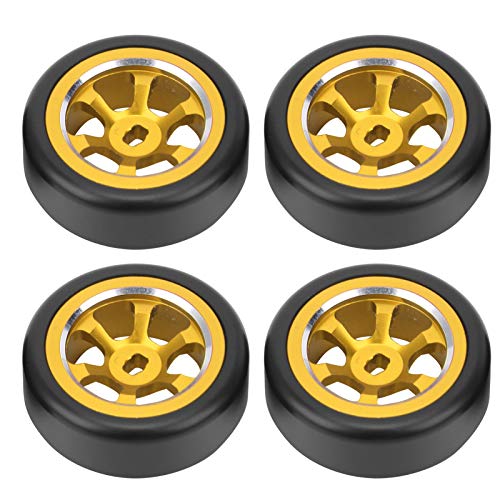 Deror 4 Stück RC-Drift-Reifen aus Aluminiumlegierung, passend für Wltoys K969 K989 P929 1/28 RC Cars(Gold Y.) von Deror