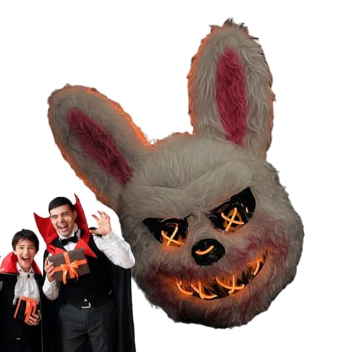 Derwrtup Beleuchtete Tier-Gesichtsbedeckung,Beleuchtete Tier-Gesichtsbedeckung - Gruselige Hasen-Gesichtsbedeckung,Lustige Gesichtsbedeckung, verstellbar, für Halloween, Cosplay, für Erwachsene Derwrtup Beleuchtete Tier-Gesichtsbedeckung,Beleuchtete Tier-Gesichtsbedeckung - Gruselige Hasen-Gesichtsbedeckung,Lustige Gesichtsbedeckung, verstellbar, für Halloween, Cosplay, für Erwachsene von Derwrtup