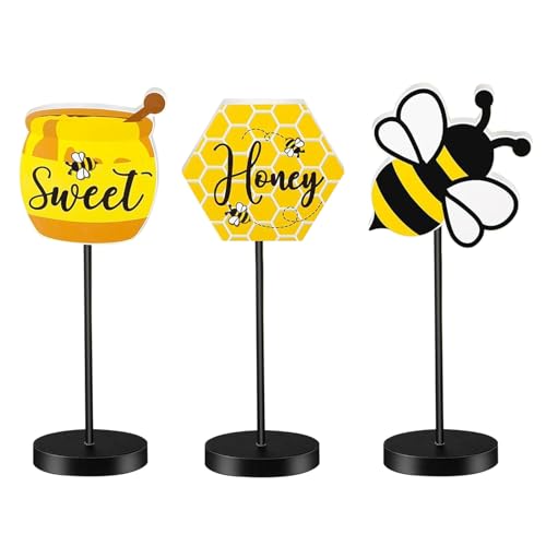 Derwrtup Honigbienen-Tischdekoration, Tischschild aus Bienenholz,3 Stück Honig Holz Tischschild - Rustikaler Bienen-Stehtisch, Tafelaufsatz, Bienenfest, aus Holz für Party, Zuhause, Küche Derwrtup Honigbienen-Tischdekoration, Tischschild aus Bienenholz,3 Stück Honig Holz Tischschild - Rustikaler Bienen-Stehtisch, Tafelaufsatz, Bienenfest, aus Holz für Party, Zuhause, Küche von Derwrtup
