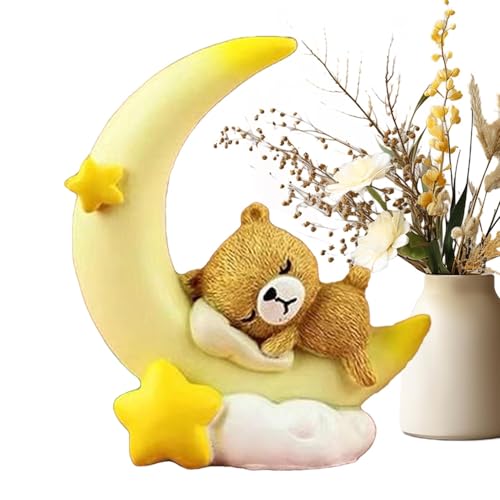 Derwrtup Mondbärenkuchentopper, Bär und Mondkuchenationen - Desktop -Figuren | ative Tabletop Ornament, Kuchenation Mondbärskulptur für Heimtisch von Derwrtup
