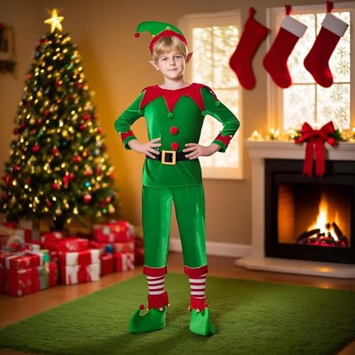 Derwrtup Weihnachtskostüm für,Verkleidung als Weihnachtsmanns | Verwandelanzug Rollenspiel Kostüm für Kinder Mottoparty Bühnenauftritt Festtage Weihnachten von Derwrtup