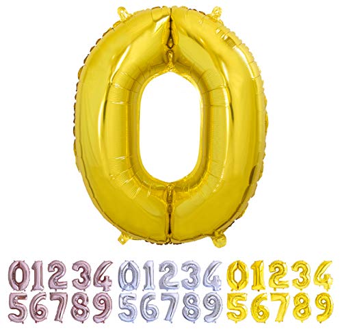 Luftballon Geburtstag Nr. 0 XXL Gold - Riesen Folienballon in 70 cm Geburtstagsdeko | Ballon Zahl Deko zum Geburtstag | fliegt mit Helium von Desconocido