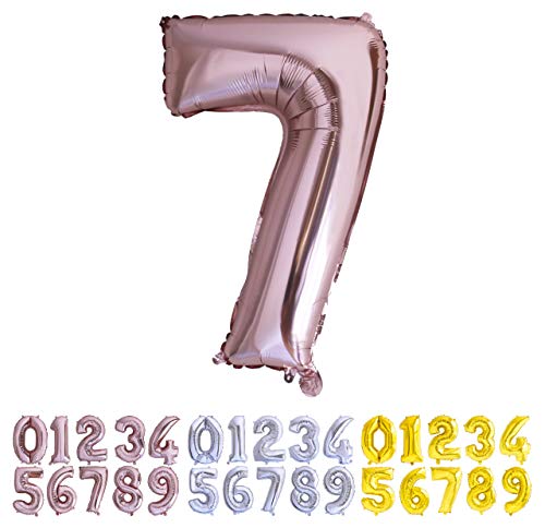Luftballon Geburtstag Nr. 7 XXL Rose Gold - Riesen Folienballon in 70 cm Geburtstagsdeko | Ballon Zahl Deko zum Geburtstag | fliegt mit Helium von Desconocido